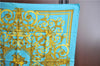 Authentic HERMES Carre 90 Scarf "LES TUILERIES" Silk Light Blue Gold J7436