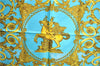 Authentic HERMES Carre 90 Scarf "LES TUILERIES" Silk Light Blue Gold J7436