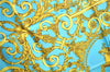 Authentic HERMES Carre 90 Scarf "LES TUILERIES" Silk Light Blue Gold J7436