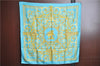 Authentic HERMES Carre 90 Scarf "LES TUILERIES" Silk Light Blue Gold J7436