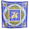 Authentic HERMES Carre 90 Scarf "FEUX D'ARTIFICE" Silk Navy Blue J7437