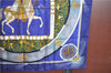 Authentic HERMES Carre 90 Scarf "FEUX D'ARTIFICE" Silk Navy Blue J7437