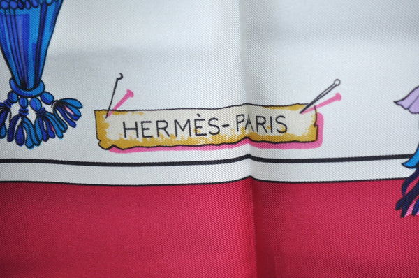 Authentic HERMES Carre 90 Scarf "Pasementerie" Silk Pink J7444