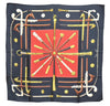 Authentic HERMES Carre 90 Scarf "CANNES & POMMEAUX" Silk Black Box J7445