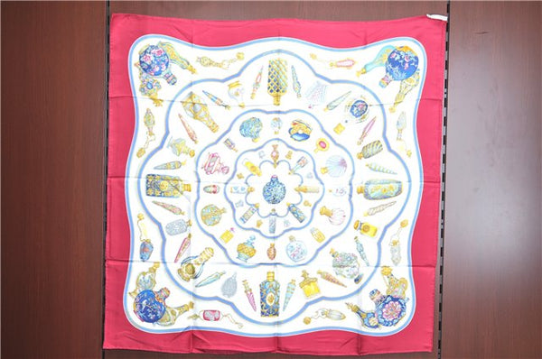 Authentic HERMES Carre 90 Scarf "Qu' importe le flacon" Silk Red Box J7453