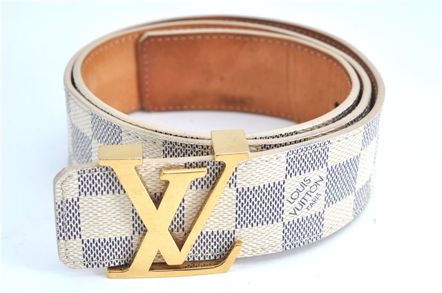 Authentic Louis Vuitton Damier Azur Ceinture Initial Belt Size85 M9609 LV J7455