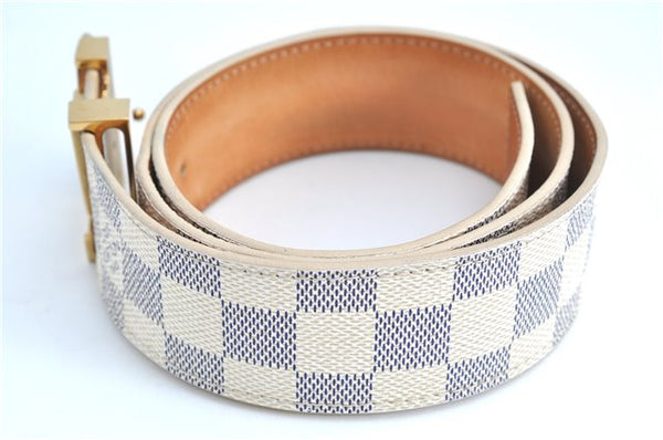 Authentic Louis Vuitton Damier Azur Ceinture Initial Belt Size85 M9609 LV J7455