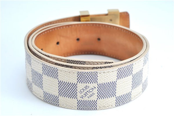 Authentic Louis Vuitton Damier Azur Ceinture Initial Belt Size85 M9609 LV J7455