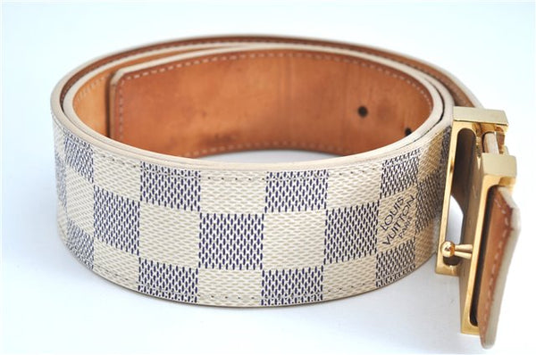 Authentic Louis Vuitton Damier Azur Ceinture Initial Belt Size85 M9609 LV J7455