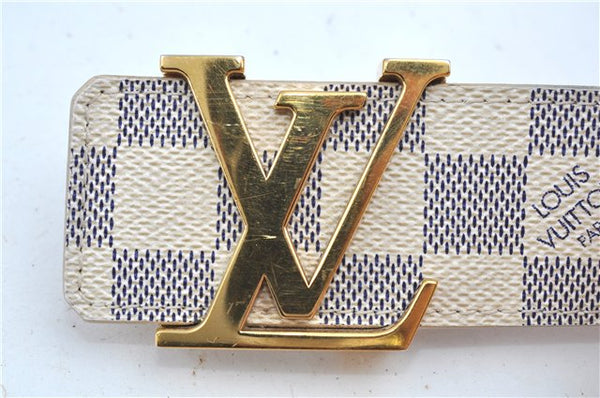 Authentic Louis Vuitton Damier Azur Ceinture Initial Belt Size85 M9609 LV J7455