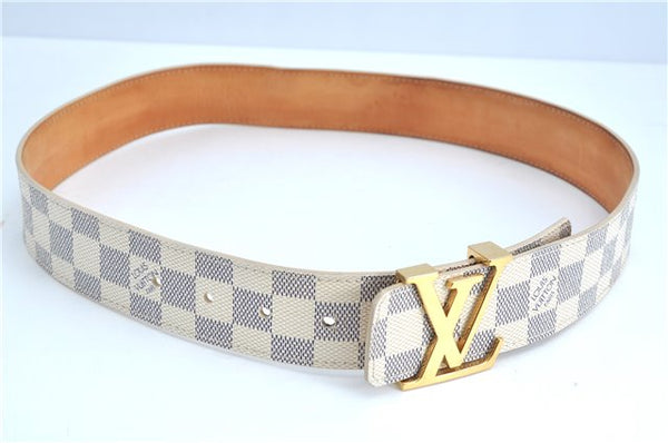 Authentic Louis Vuitton Damier Azur Ceinture Initial Belt Size85 M9609 LV J7455