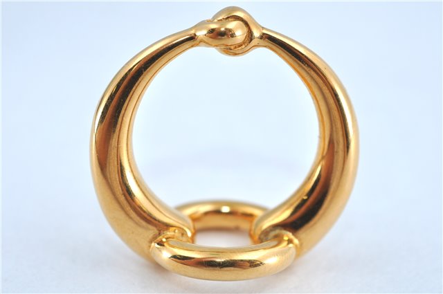 Authentic HERMES Scarf Ring Moris Circle Design Gold Tone J7469