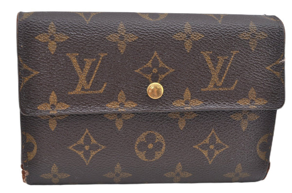 Authentic Louis Vuitton Monogram Porte Tresor Etui Papier Wallet M61202 LV J7475