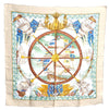 Authentic HERMES Carre 90 Scarf "vive le vent" Silk Beige J7487