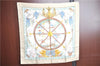 Authentic HERMES Carre 90 Scarf "vive le vent" Silk Beige J7487