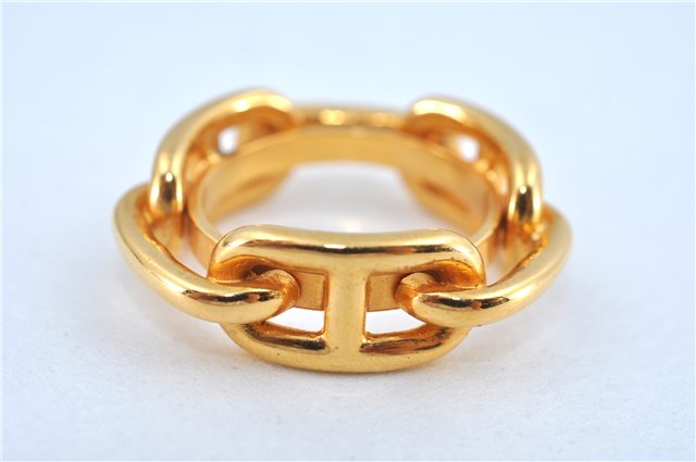 Authentic HERMES Scarf Ring Circle Design Gold Tone J7493