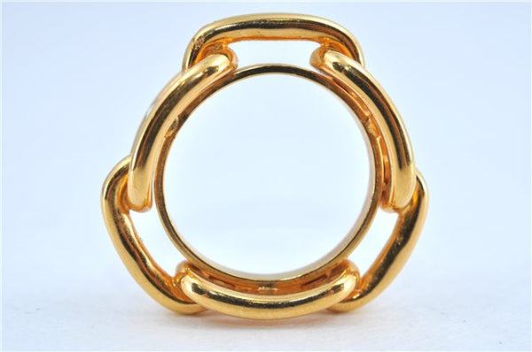 Authentic HERMES Scarf Ring Circle Design Gold Tone J7493