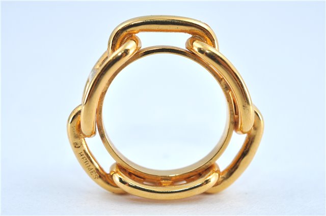 Authentic HERMES Scarf Ring Circle Design Gold Tone J7493