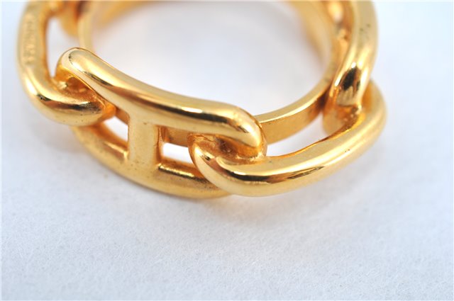 Authentic HERMES Scarf Ring Circle Design Gold Tone J7493