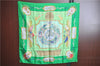 Authentic HERMES Carre 90 Scarf "LE GEOGRAPHE" Silk Green J7498