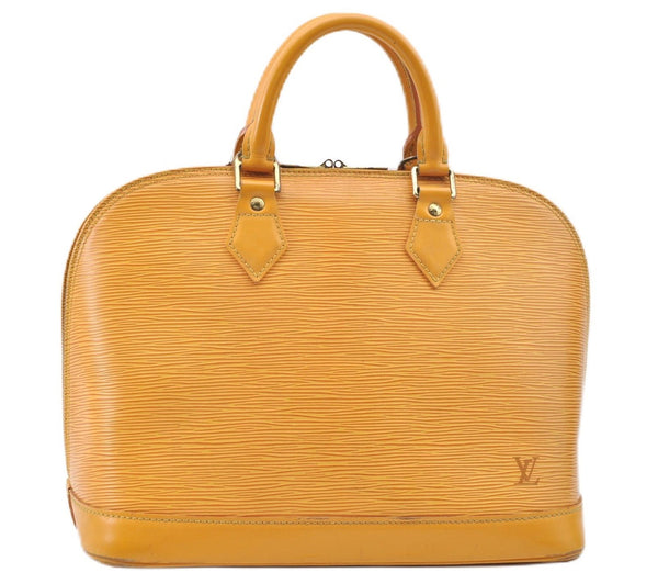 Authentic Louis Vuitton Epi Alma PM Hand Bag Yellow M52149 LV J7522