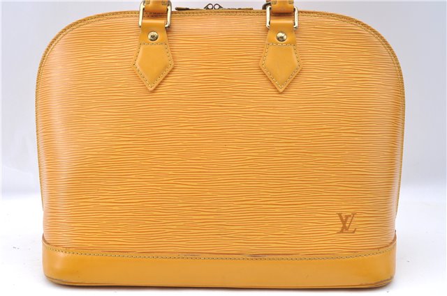 Authentic Louis Vuitton Epi Alma PM Hand Bag Yellow M52149 LV J7522