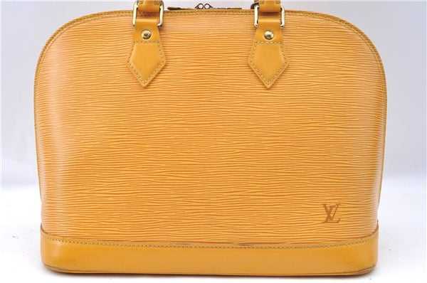 Authentic Louis Vuitton Epi Alma PM Hand Bag Yellow M52149 LV J7522