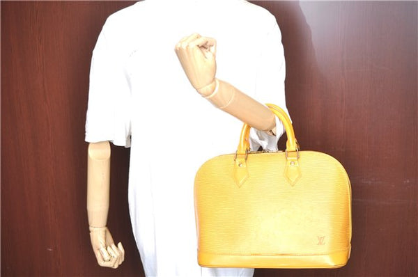 Authentic Louis Vuitton Epi Alma PM Hand Bag Yellow M52149 LV J7522
