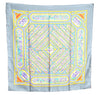 Authentic HERMES Carre 90 Scarf "QALAMDAN" Silk Gray J7531