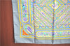 Authentic HERMES Carre 90 Scarf "QALAMDAN" Silk Gray J7531