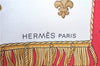 Auth HERMES Carre 90 Scarf "VUE DU CARROSSE DE LA GALERE" Silk Red Box J7532