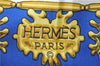 Authentic HERMES Carre 90 Scarf "LES CAVALIERS D'OR" Silk Blue Gold J7536