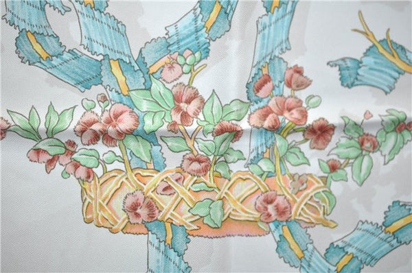 Authentic HERMES Carre 90 Scarf "LE SACRE du PRINTEMPS" Silk Light Pink J7544