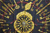 Authentic HERMES Carre 90 Scarf "LES CLES" Silk Black J7555