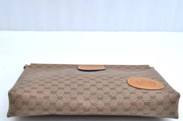 Authentic GUCCI Micro GG PVC Leather Clutch Hand Bag Purse Brown J7575