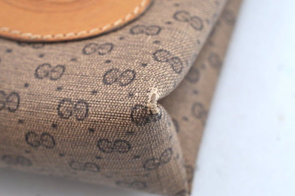 Authentic GUCCI Micro GG PVC Leather Clutch Hand Bag Purse Brown J7575