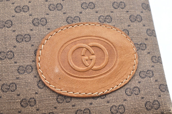 Authentic GUCCI Micro GG PVC Leather Clutch Hand Bag Purse Brown J7575