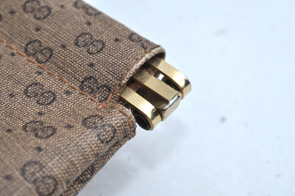 Authentic GUCCI Micro GG PVC Leather Clutch Hand Bag Purse Brown J7575