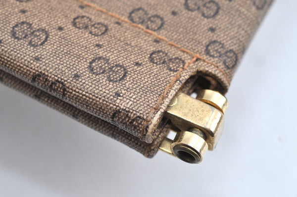 Authentic GUCCI Micro GG PVC Leather Clutch Hand Bag Purse Brown J7575