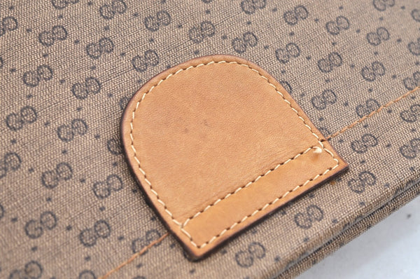 Authentic GUCCI Micro GG PVC Leather Clutch Hand Bag Purse Brown J7575