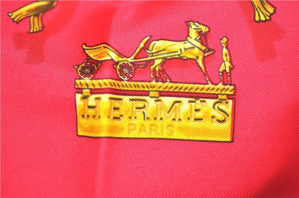 Authentic HERMES Carre 90 Scarf "Clips" Silk Red J7580