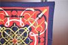 Authentic HERMES Carre 90 Scarf "Eperon d'Or" Silk Navy Blue J7599