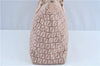 Authentic FENDI Zucchino Hand Tote Bag Purse Canvas Leather Light Pink  J7680