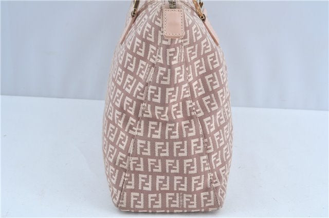 Authentic FENDI Zucchino Hand Tote Bag Purse Canvas Leather Light Pink  J7680