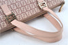 Authentic FENDI Zucchino Hand Tote Bag Purse Canvas Leather Light Pink  J7680