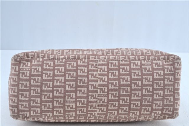 Authentic FENDI Zucchino Hand Tote Bag Purse Canvas Leather Light Pink  J7680