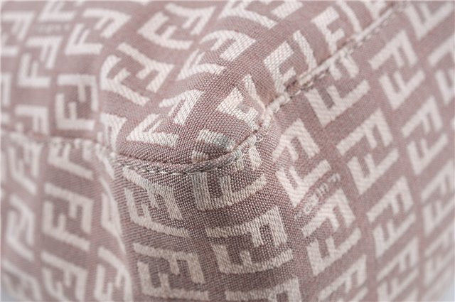 Authentic FENDI Zucchino Hand Tote Bag Purse Canvas Leather Light Pink  J7680