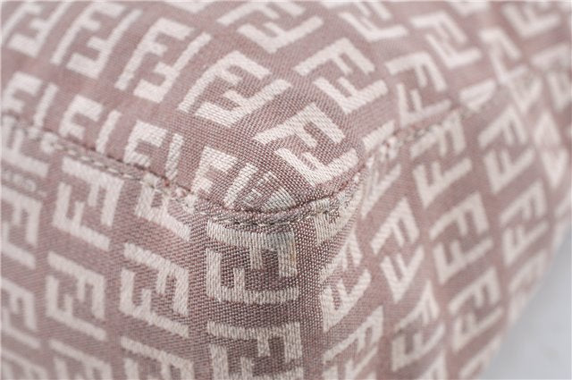 Authentic FENDI Zucchino Hand Tote Bag Purse Canvas Leather Light Pink  J7680