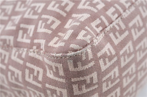 Authentic FENDI Zucchino Hand Tote Bag Purse Canvas Leather Light Pink  J7680