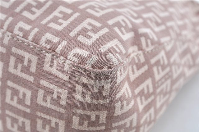 Authentic FENDI Zucchino Hand Tote Bag Purse Canvas Leather Light Pink  J7680